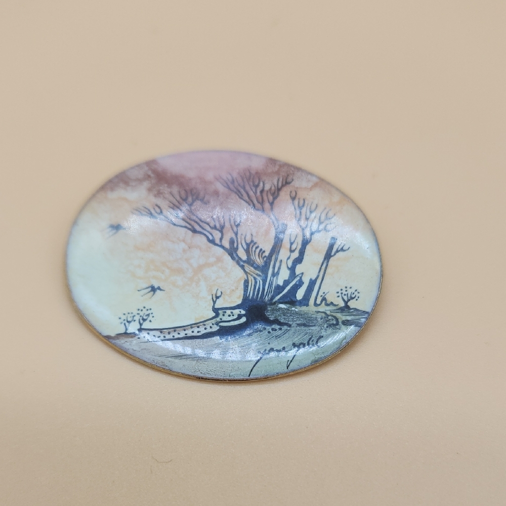 Wearable Art - Metal Brooch - Signed - 1.5" x 1.25"